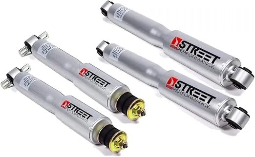 Belltech Shock, Street Performance, Twintube, Steel, Silver Paint, 0 to 4 in Lowered, GM Fullsize SUV/Truck 1999-2007, Set of 4 (BLL9530)