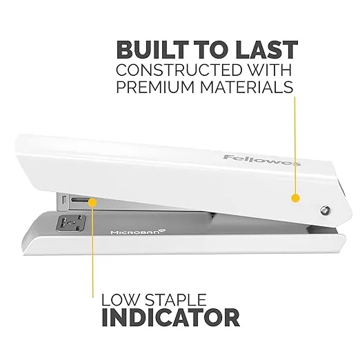 Fellowes LX820 Classic Desktop and Office Stapler for Classroom, Home and Work, Holds Full Strip of Staples, 20 Sheet Capacity, White
