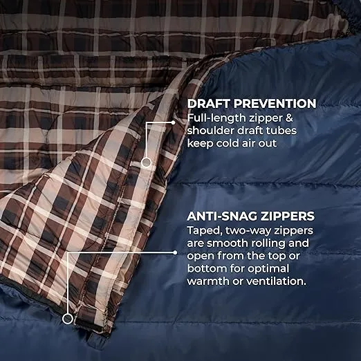 TETON Mammoth, 20 Degree and 0 Degree Sleeping Bags, Double Sleeping Bag, A Warm Bag the Whole Family can Enjoy. Great Sleeping Bag for Camping, Hunting and Base Camp. Compression Sack Included