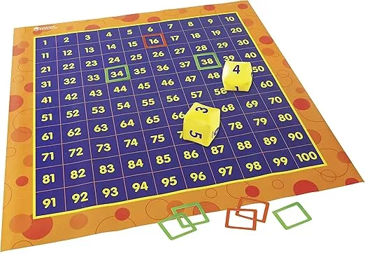 Learning Resources Hundred Activity Mat - 57 Pieces, Ages 5+ Math Learning Games for Kids, Educational and Fun Games for Kids
