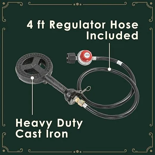 CONCORD 6" Diameter High Pressure Banjo Jr Burner Head with Brass Orifice and Build in Stand (Burner Head with Regulator Hose)
