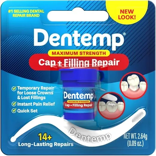 Dentemp Maximum Strength Loose Cap and Lost Filling Repair - Dental Repair Kit for Instant Pain Relief (Pack of 3)
