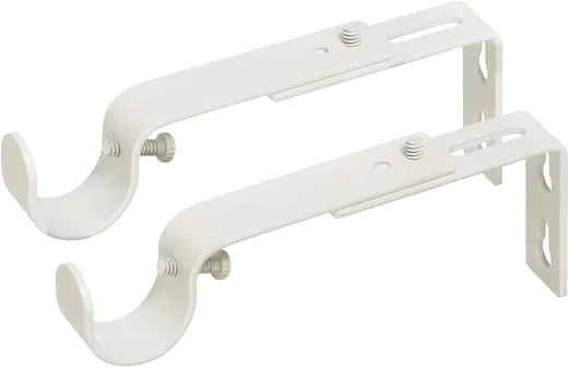 Ivilon Adjustable Brackets for Curtain Rods - for 7/8 or 1 Inch Rods. Set of 2 - Ivory