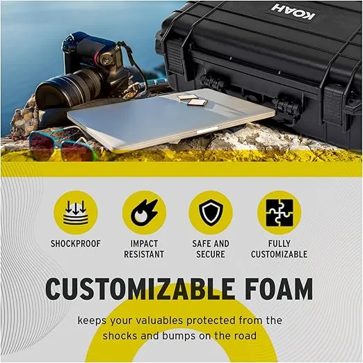 Koah Weatherproof Hard Case with Customizable Foam (18 x 14 x 7 Inch)