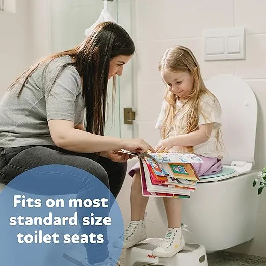 Nuby Folding Potty Seat and Bag - Toddler Travel Essential - Travel Toilet Seat for Toddlers 18+ Months - White