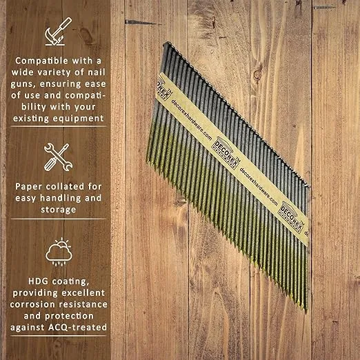 3" x .120 Ring Shank Framing Nails, Paper Strip Collated, Clipped Head Hot Dip Galvanized (30-34 Degree) - 2500pcs Box (DHSNR-3.120)