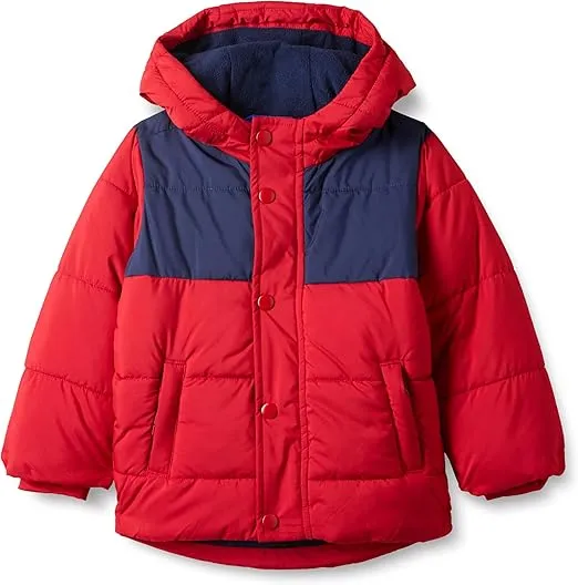 Amazon Essentials Babies, Toddlers, and Boys' Heavyweight Hooded Puffer Jacket