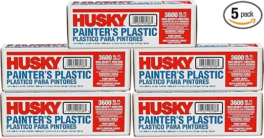 5-Rolls of 9’ x 400’ Poly-America 03509H Husky Clear .31-Mil High Density Painter’s Plastic
