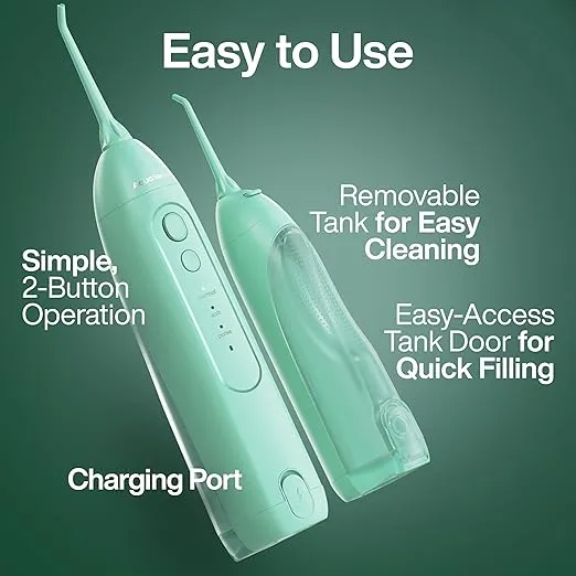 AquaSonic Icon Water Flosser for Teeth – Cordless Rechargeable Oral Irrigator – Waterproof, Portable Dental Cleaning with Jet Tip – Braces Home Travel - Mint