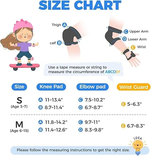BOSONER Knee Elbow Pads for Kids: Knee Pads and Elbow Pads for Kids 3-15 - Protection Gear for Girls/Boys