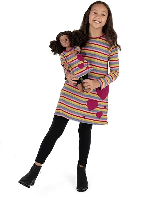 Leveret Matching Doll & Girls Dress 100% Cotton Variety of Styles (Size 2-14 Years)