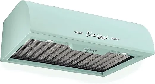 Unique Appliances Classic Retro Range Hood, Electric Range Hood with 3 Fan Speeds and 2 LED Lights, 24", Summer Mint Green, 500 CFM, 110-120 V
