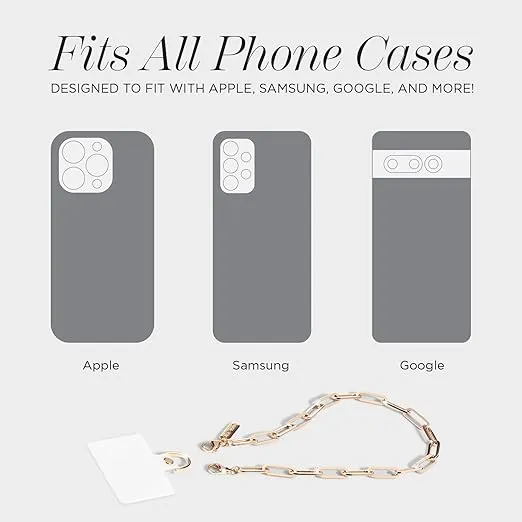 Case-Mate Phone Charm with Gold Chain | Detachable Anti Theft Phone Strap | Hands-Free iPhone Wrist Strap for Women | Phone Chain Wristlet - Fits Apple, Samsung, Google Pixel & More| Dainty Gold Chain