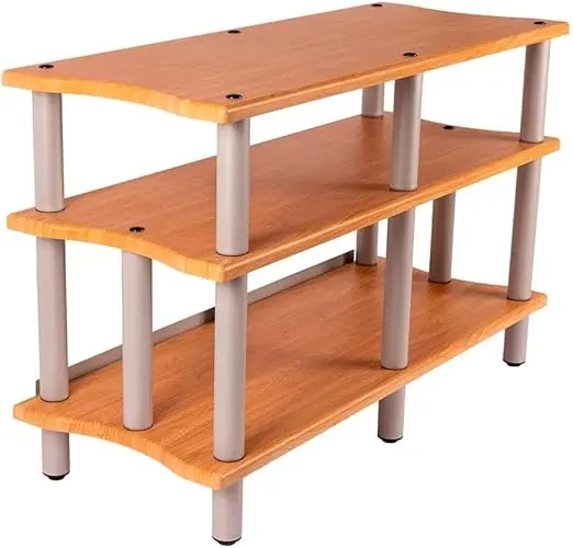 Monolith Heavy Duty Double-Wide 3-Tier AV Stand - 300 Lbs Weight Capacity Per Shelf, Organize and Display Your AV Components, Home Theater or Entertainment System, 47.2 Inches Wide, Maple