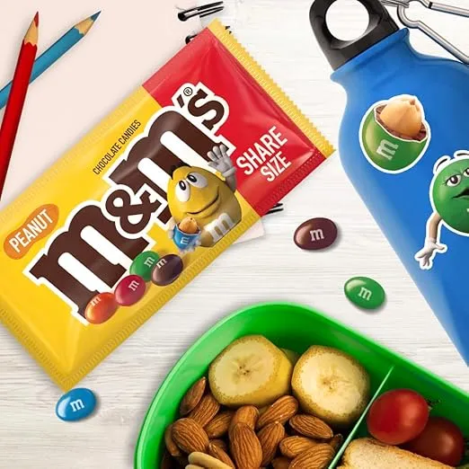 M&M'S Peanut Chocolate Candy Sharing Size Pouch 3.27 Ounce (Pack of 24)