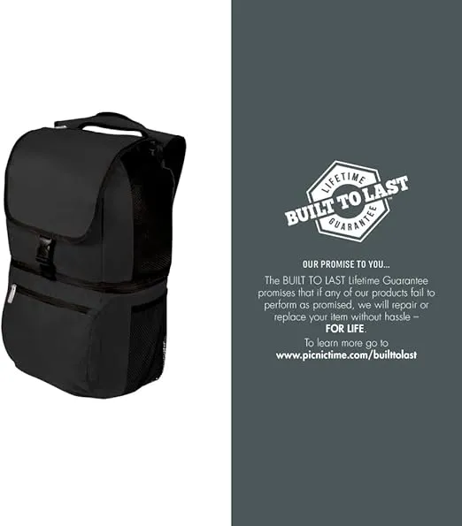 Picnic Time NCAA Zuma Backpack Cooler, Black, 20 Liters