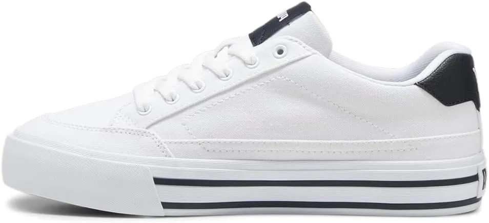 PUMA Mens Court Classic Vulc Retro Logo Lace Up Sneakers Shoes Casual - White