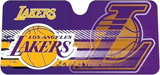 FANMATS 30588 NBA Los Angeles Lakers Windshield Sun Auto Shade, Sun Shield Sun Visor | Accordion tri-fold for Storage | 59" x 29.5", Colorful Team Design