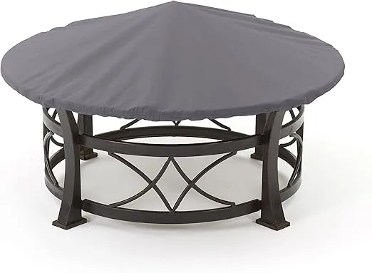 Covermates Round Firepit Top Cover – Water-Resistant Polyester, Adjustable Buckle Straps, Fire Pit Covers, Round TOP 42-48 Diameter, Charcoal