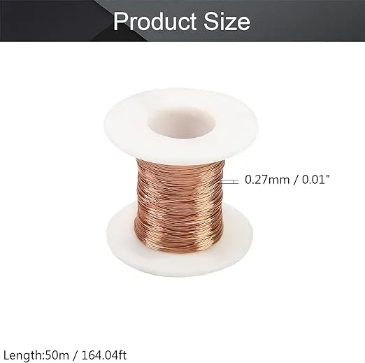 Fielect 0.27mm Inner Dia Magnet Wire Enameled Copper Wire Winding Coil 164Ft Length QA-1-155 Model Widely Used for A Variety of Motors