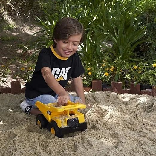 CAT Construction Toys, CAT Dump Truck Toy Construction Vehicle – 10" Plastic Action Vehicle with Articulated Buckets for Indoor & Outdoor Play. Ages 2+, Yellow