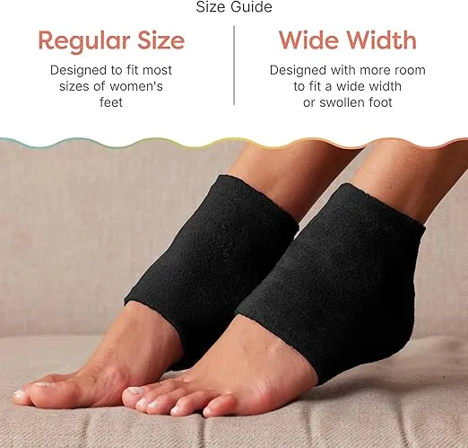 ZenToes Moisturizing Sleep Socks with Vitamin E, Olive Oil and Jojoba Seed Oil to Soften and Hydrate Dry Cracked Heels (Fuzzy Black, Regular)