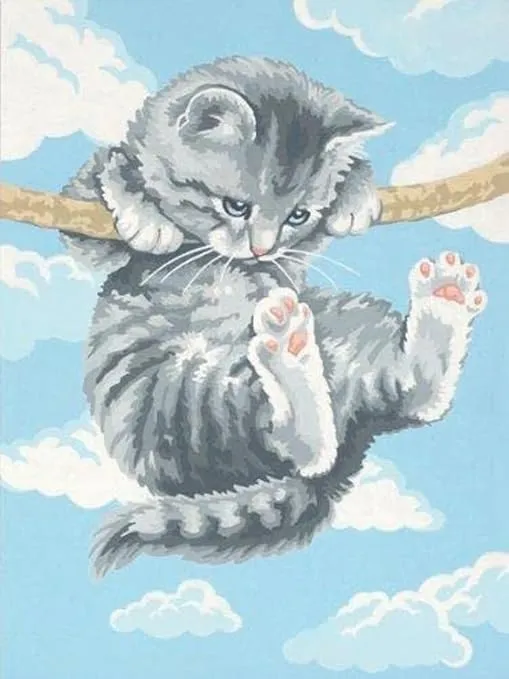 Dimensions Hang on Kitty Paint by Numbers for Adults, 9'' W x 12'' L