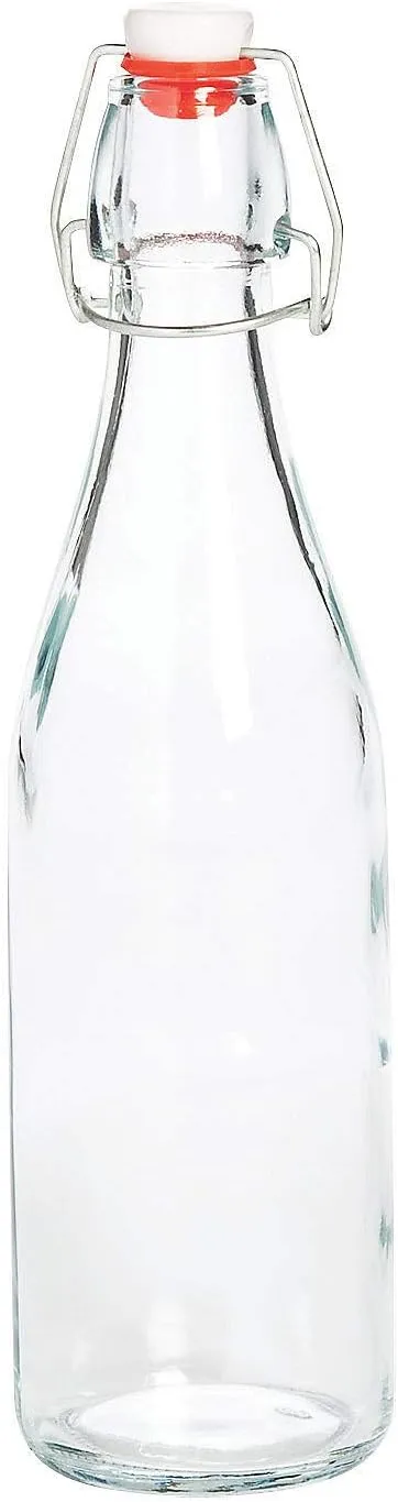 Fun Express Clear Swing Top Glass Bottle - air tight reusable silicone lid - Home Decor - 1 Piece