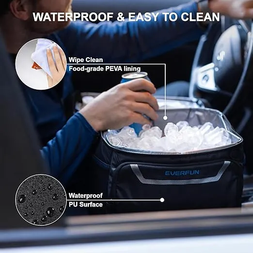 EVERFUN Small Cooler Lunch Box Mini Leak-Proof Soft Double Deck 24 Can Personal Insulated Collapsible Portable Waterproof Lunch Bag Ice Chest for Men Women Work Travel Car Picnic Beach, Black