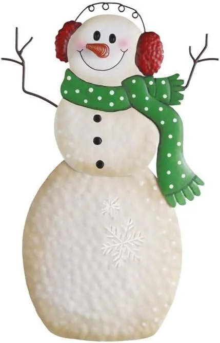 Collections Etc Christmas Snowmen Outdoor Metal Garden Stakes - 3D Seasonal Decor, Each Sold Separately