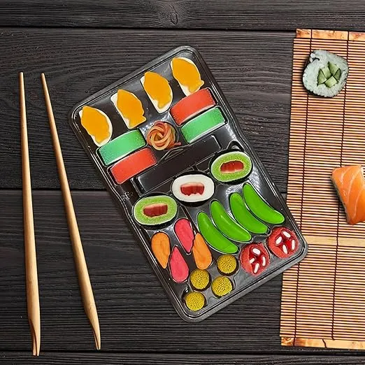 Raindrops - Gummy Candy Large Sushi Bento Box - Yummy Gummy Food Looks Just Like a Sushi - Men's Stocking Stuffer Ideas - (9.5 oz)