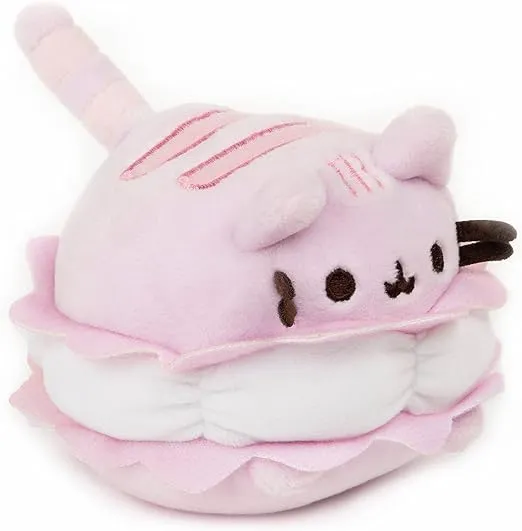 GUND Macaron Cookie Pusheen Sweet Dessert Squishy Plush Stuffed Animal Cat and Satisfyingly Stretchy Fabric, for Ages 8 and Up, Pink and White, 4”
