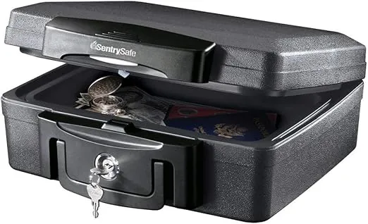 SentrySafe H0100 Fireproof Waterproof Box with Key Lock, 0.17 Cubic Feet Black [New Improved Version]