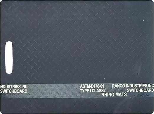 Rhino Mats, Fusebox Safety Mat, 24" x 36" x 1/4” Thick, Heavy Duty Diamond Plate Surface, Class 2, ASTM D 178 Switchboard, Dielectric Non-Conductive Insulating Floor Mat