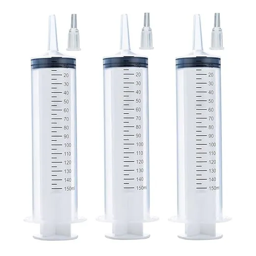 3 Pcs 150ml Large Syringes, Sterile and Individual Sealed, Easy to Use and Clean, Plastic Garden Syringe for Liquid, lip Gloss, Paint, Epoxy Resin, Oil, Watering Plants, Refilling