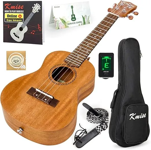 Kmise Tenor Ukulele Vintage Hawaiian Ukelele Mahogany Uke for Beginner With Starter Pack ( Gig Bag Tuner Strap String Instruction Booklet ) 26 inch Ukele (KMU26T)