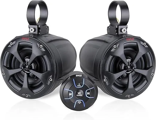 Pyle 2-Way Dual Bluetooth Off-Road Speakers - 4 Inch 800W Marine Waterproof Wakeboard, Full Range Outdoor for ATV, Snow Mobile UTV, Quad, Jeep, Boat PLUTV46BTA, Black