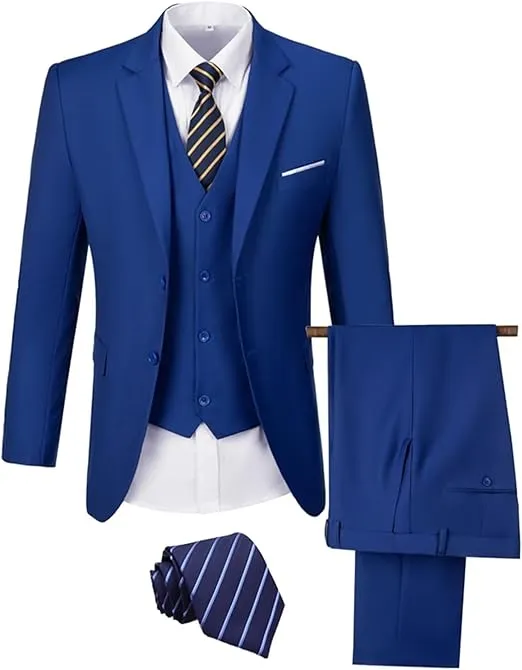 Men's Suit 3 Pieces Slim Fit Wedding Suit for Men Formal Prom Tuxedo Bussiness Suit Jacket Vest Pants with Tie