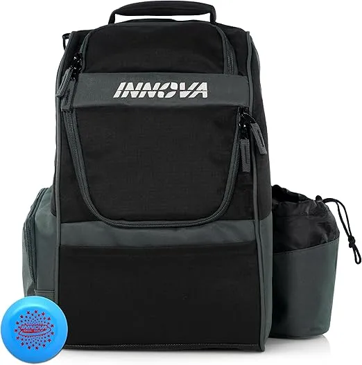 Innova Adventure Pack Disc Golf Backpack 2023 – Holds 25 Discs – Includes Mini, Disc Golf Bag (Grey)