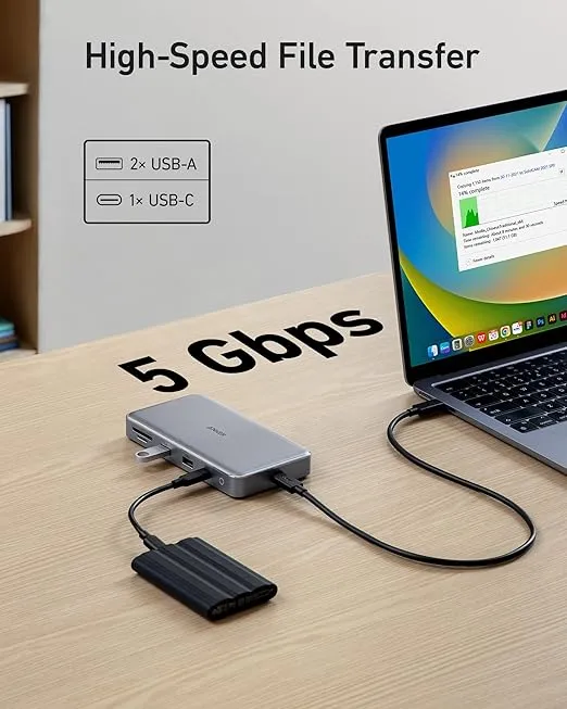 Anker 563 USB-C Hub (10-in-1, Dual 4K HDMI), Docking Station Dual Monitor, with Max 100W Pd-in, 5Gbps USB Data Ports for Windows Laptops, Dell XPS, Thinkpad, MacBook Pro, MacBook Air and More