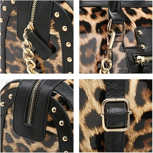 Dasein Barrel Bags for Women Shiny Patent Faux Leather Handbags Top Handle purse Rivet Decoration Satchel Bags Shoulder Bag