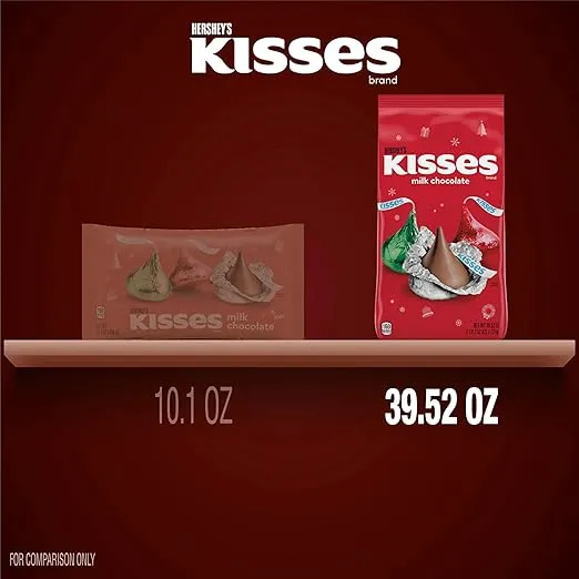 HERSHEY'S KISSES Milk Chocolate, Christmas Candy Bulk Bag, 39.52 oz