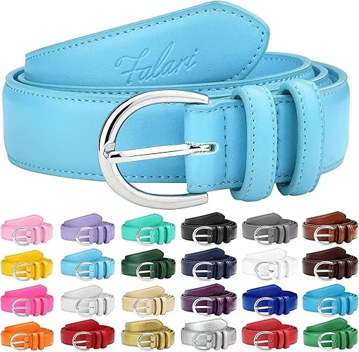 Falari Women Genuine Leather Belt Fashion Dress Belt With Single Prong Buckle 6028-31 Colors
