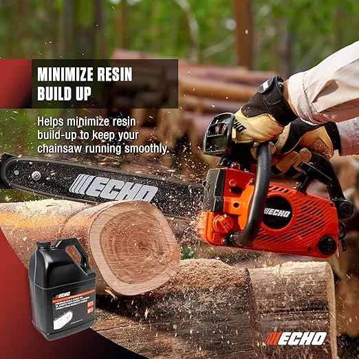 Echo Products 6459007 Power Chainsaw Bar and Chain Oil Power Equipment Lubricant for Professional and Home Use, High-Performance Lubricating Formula for Minimizing Resin Build-Up 128 fl oz (1 Gallon)