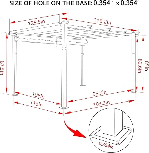 VEIKOU 10x10ft Pergola, Metal Pergola w/Thicker Post & Upgraded Retractable Pergola Canopy, Heavy-Duty Aluminum Pergolas and Gazebos Outdoor Shelter for Porch Yard, Gray