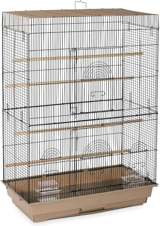 Prevue Pet Products Flight Cage for Multiple Small Birds, Steel Metal and Plastic Cage Home Crate Enclosure for Birds, Standing Birdcage, Brown/Black