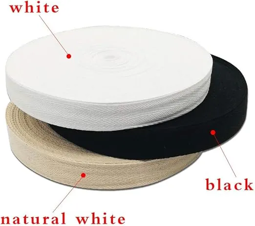 Natural Cotton Twill Tape 50 Yards 1/2 Inch Bunting Bias Tape Herringbone Webbing Tape Roll for Apron Sewing Dressmaking Craft (White)