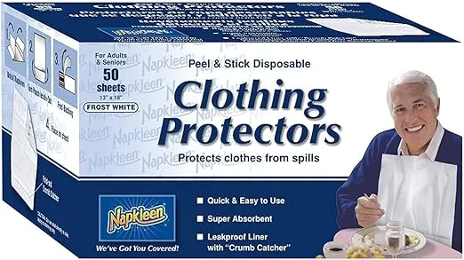 Napkleens Disposable Adult Bib | Pack Of 50 Individual Disposable Bibs