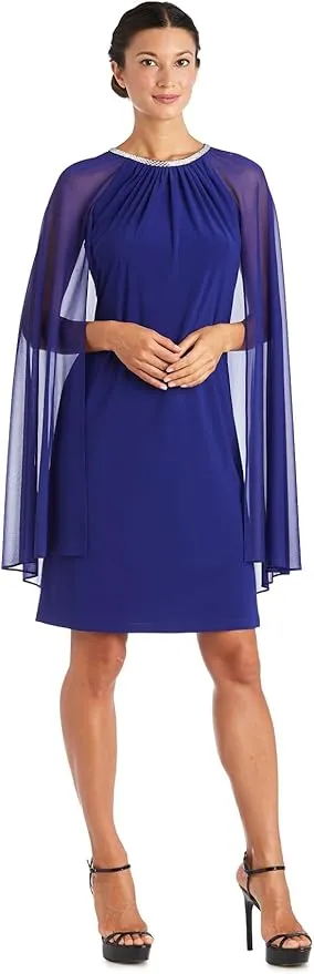 R&M Richards Womens Plus Chiffon Embellished Cocktail and Party Dress