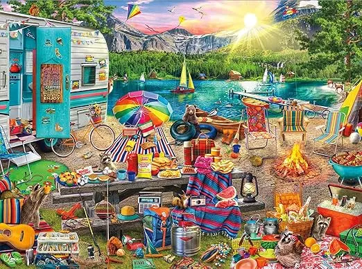 Buffalo Games - Aimee Stewart - The Family Campsite - 1000 Piece Jigsaw Puzzle , Blue